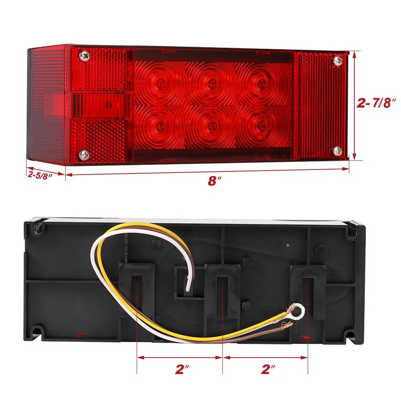 CZC AUTO 2PCS 12V LED Submersible Low Profile Rectangular Trailer Lights, LED Trailer Lights with 4 Reflective Strips, Tail Stop Turn Running Lights Kit, Sealed for Boat Trailer Truck Marine - Image 2